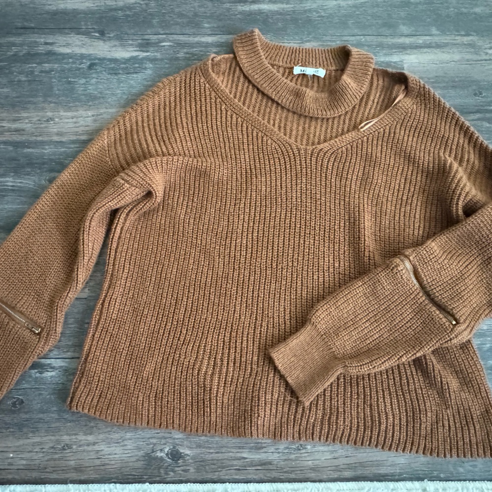 Brown Miracle brand sweater with built in choker